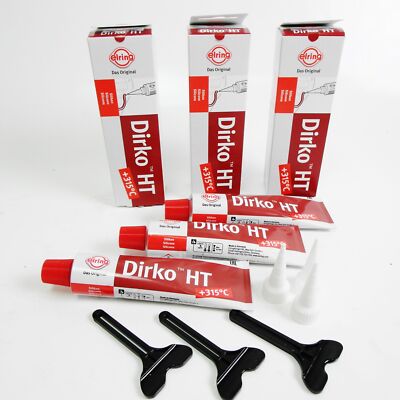 3 x tubes sealant DIRKO HT RED a 70ml 705.708 short term up to 315° motor