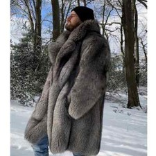 Cappotto pelliccia uomo cappotto lungo taglie forti invernale ispessito caldo trench coat