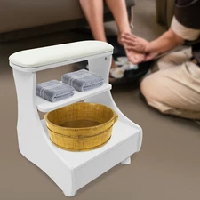 White Modern Foot Bath Stool With Wheels Foot Rest Pedicure Manicure Funiture