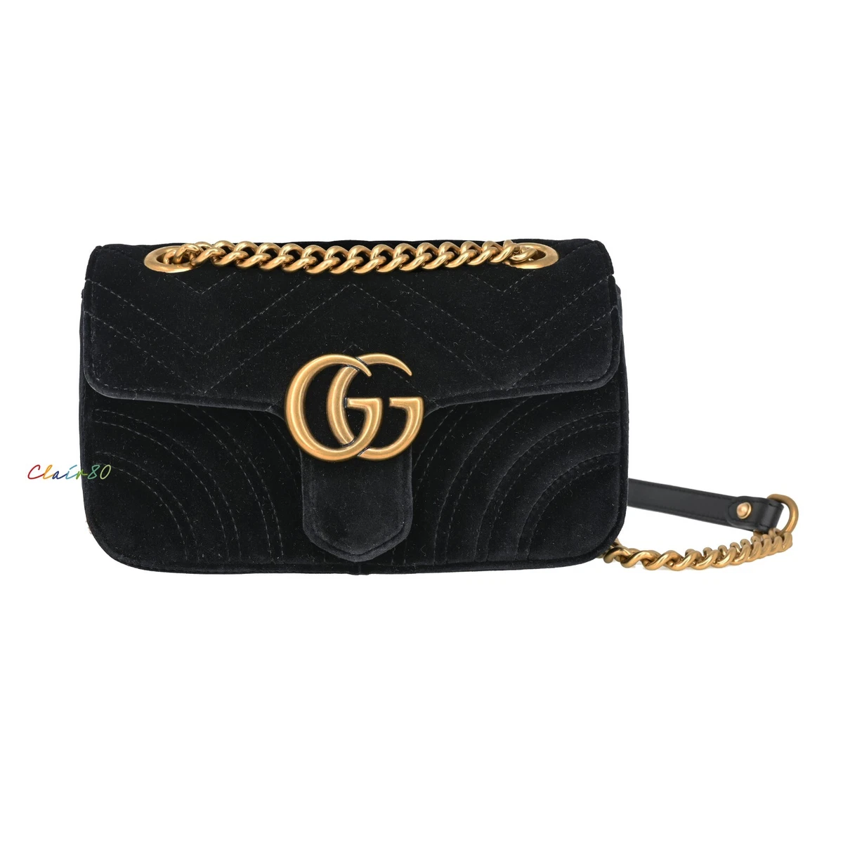 Gucci GG Marmont Matelasse Black Leather Mini Shoulder Bag 446744 