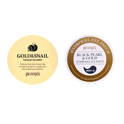 [Petitfee] Black Pearl and Gold Eye Patch + Gold and Snail Eye Patch 2 SET