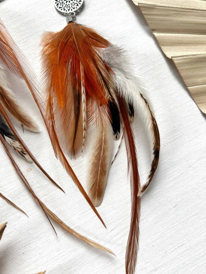 Pendientes de plumas Western Boho, pendientes de festival de verano, pendientes hippies Foto 4 de 4