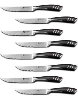 Premium 8-Piece German High Carbon Stainless Steel Steak Knife Set, Double Full