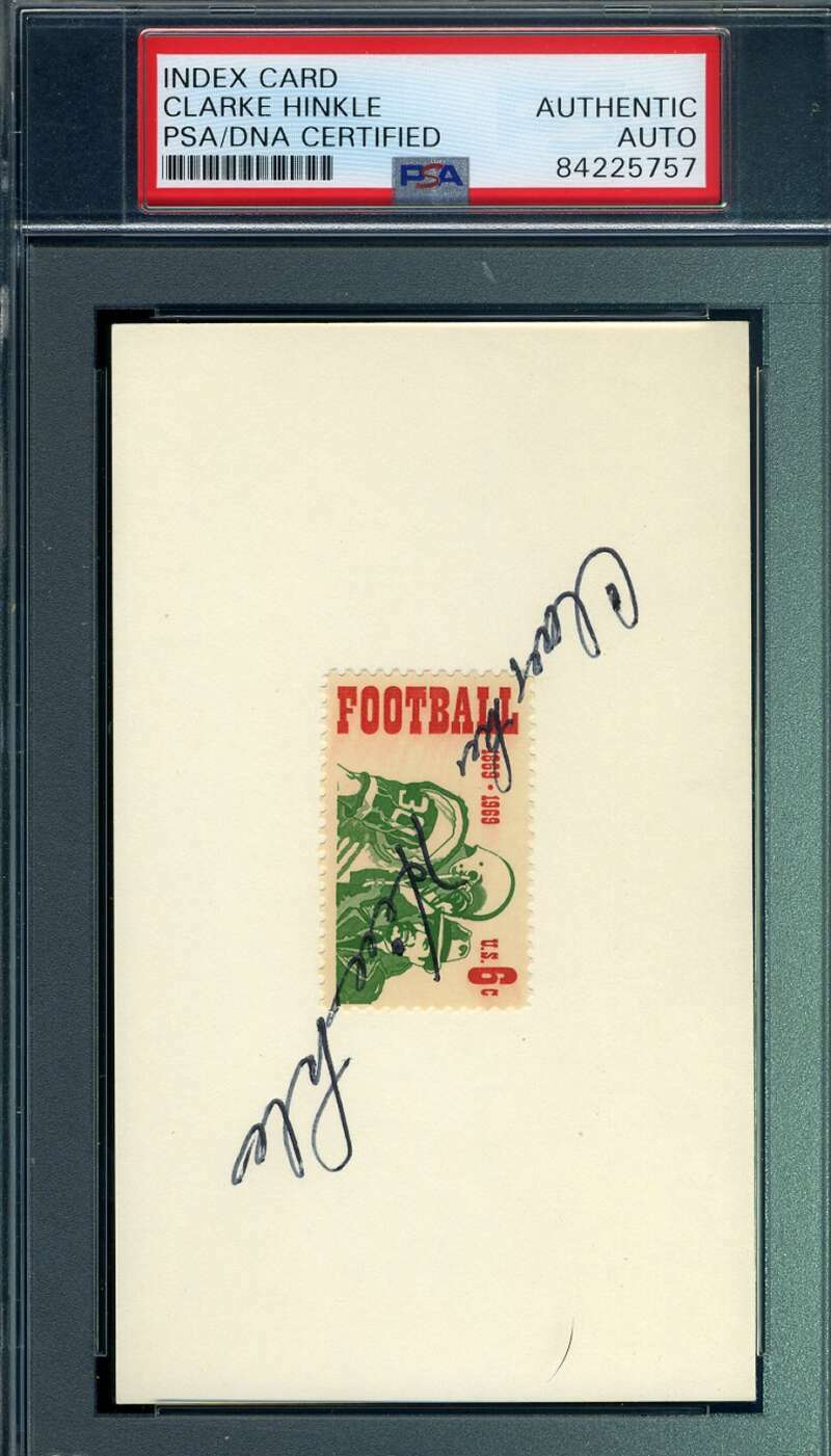 Clarke Hinkle PSA DNA Autograph Hand Signed 3x5 1969 USPS Football Stamp Index C