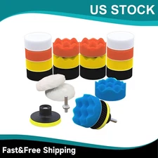 22pc 3''Car Buffing Pads Polishing Sponge Set Waxing Foam Polisher Kit for Drill