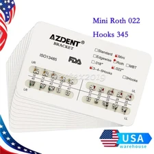 20Packs AZDENT Dental Orthodontic Brackets Braces Mini Roth 022 Hooks 345 Metal