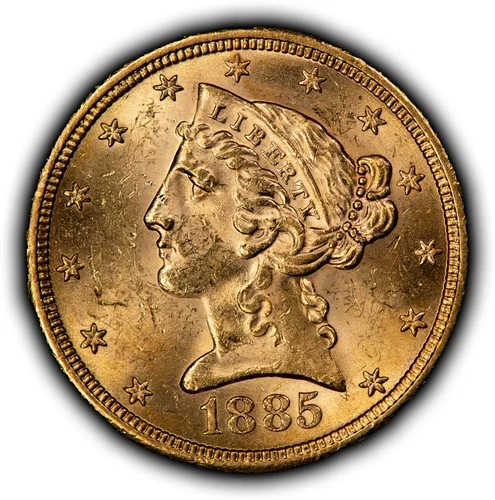 1885-S G$5 Liberty Head Gold Half Eagle - Original BU Coin - SKU-G6041