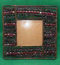 Beaded Picture Frame 3x3 Inch Photo 5x5  Square Multi Color
