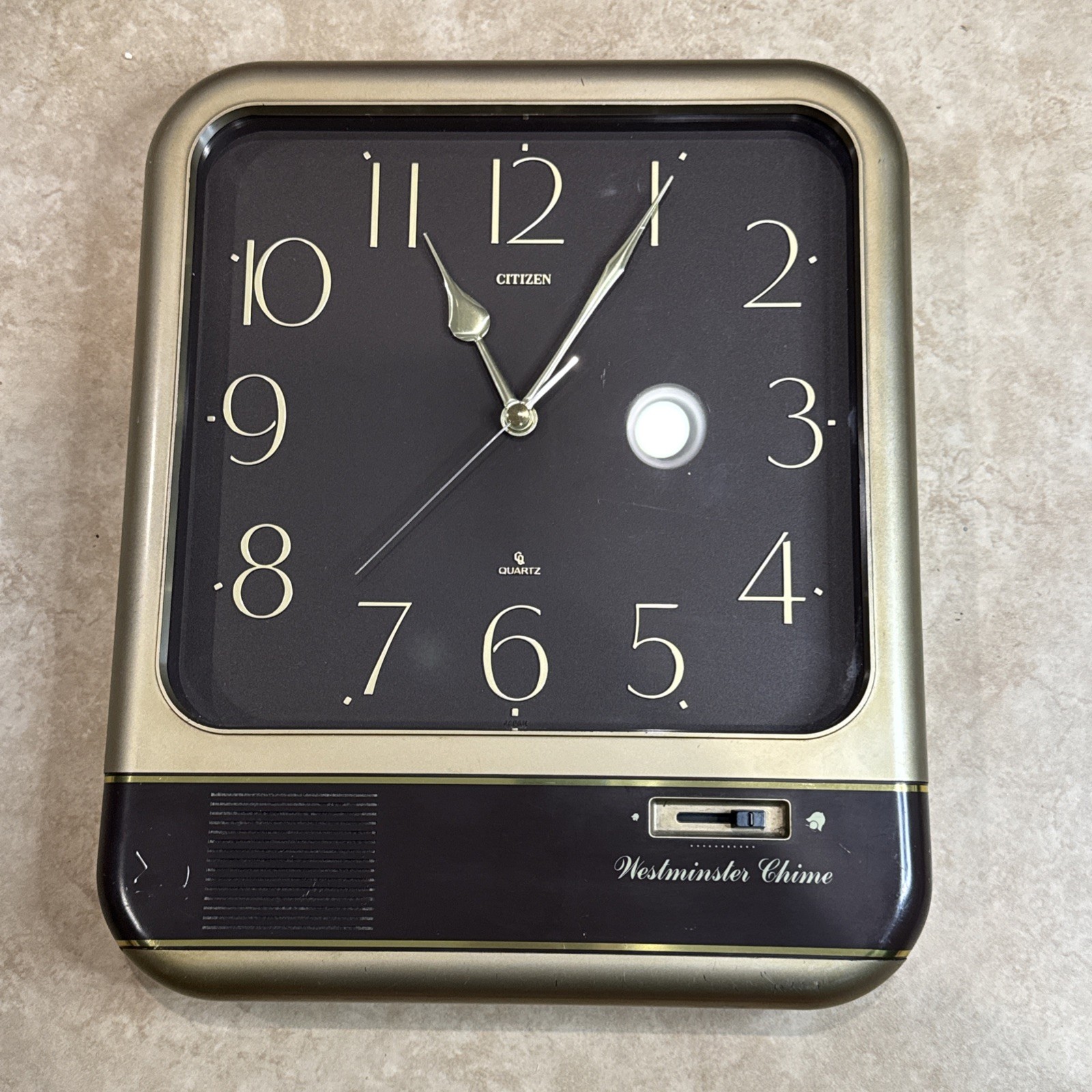 Vintage Citizen Japan Wall Clock Wood Grain Westminster Chime Mcm - Working
