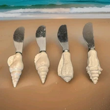 Boston Warehouse Cheese/Butter spreaders knives  4-pack Sea Shells 1999
