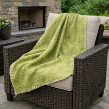 Chunky Knit Throw Blanket 60x55" Olive Green Soft Wool Blend Farmhouse GRN-2