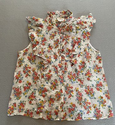 SEZANE PARIS CHIARA BLUSE GRÖSSE 12 (40) RÜSCHENKRAGEN DAMEN SECRET GARDEN SIEHE DETAIL