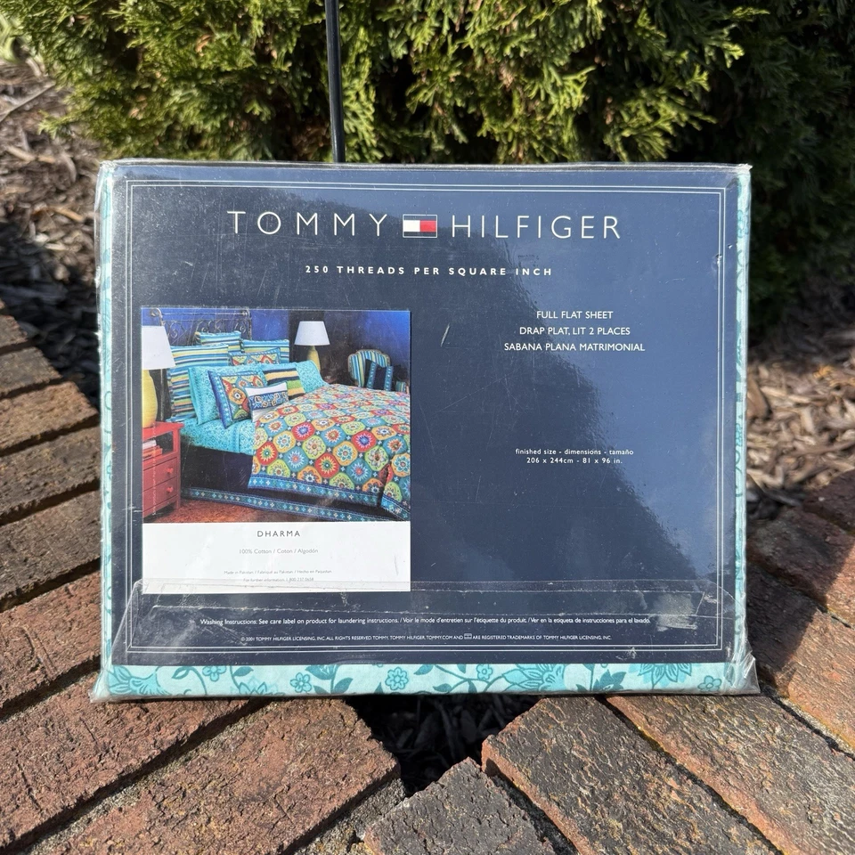 全新 Tommy Hilfiger 全床单 Dharma 100% 棉 250 线数 — 第 3/4 张图片