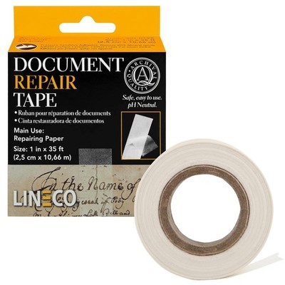 Lineco Dokumenten Reparaturband selbstklebend transparent 2,5 cm x 10,6 m