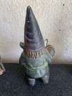 Vintage Garden Gnome 14.75”, Cast Iron, Holding Mushroom & other Hand in Pocket — photo 5