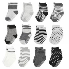 Toddler 1-3T Non Slip Skid Ankle Socks Kids Boys Girls Unisex Grips NIB 12 Pairs
