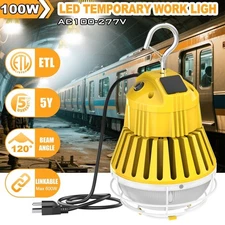 LED Temporary Work Light 100W 14000lm Linkable Construction Lights, Plug-n-Play