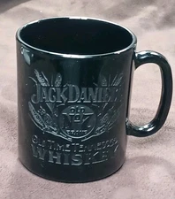 Vtg Black Etched Jack Daniels Old No.7 Brand, Old Time Tennessee Whiskey Cup