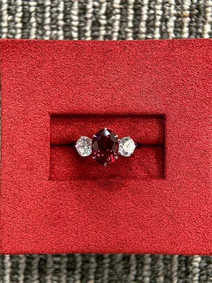 5.00 Ct Oval Cut Certified Natural Ruby Diamond Wedding Ring Real 14k White Gold - Image 2 of 4