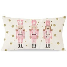 Nutcracker Christmas Pillow Covers 12x20 Modern 20" x 12" Pack of 1 Pink