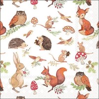 20 Servietten Woodland Animals - Niedliche Tiere Des Waldes 33X33Cm