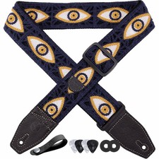 Guitar Strap, 2 inch Eyes Knit Guitar Straps with Full Grain Leather End, for...