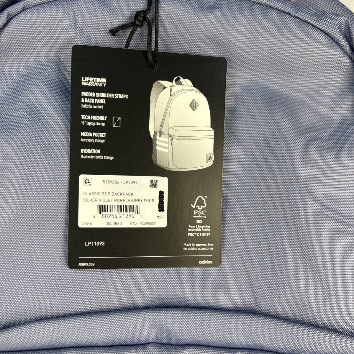 Adidas Classic 3S 5 Girls School Backpack Fits 16\