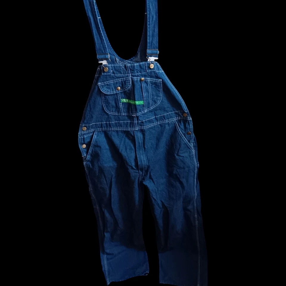 Men's 42x29 Overalls Vintage Key Denim Made Mexico 1990's Workwear Dark Wash - Image 2 of 4