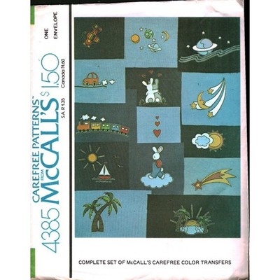 Vintage 1974 McCalls 4385 Carefree Color Transfers Iron On Bunnies Space Train