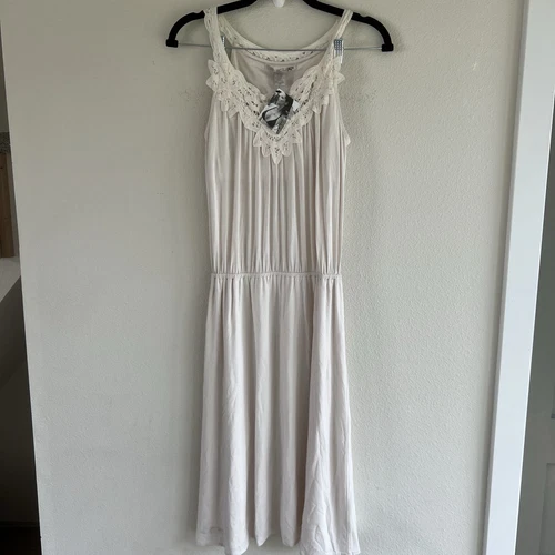 PALM ANGELS Abito midi Victoria’s Secret pizzo scollo a scoop reggiseno incorporato beige panna taglia S morbido