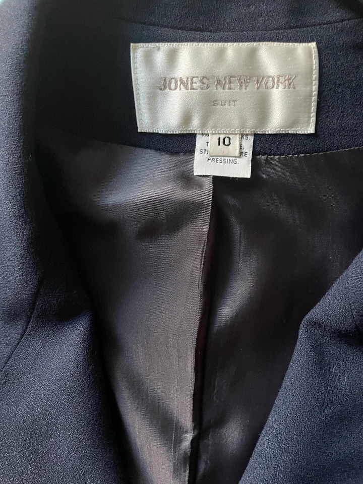 复古女式 Jones New York 羊毛混纺双排扣西装外套 10 码 — 第 3/3 张图片