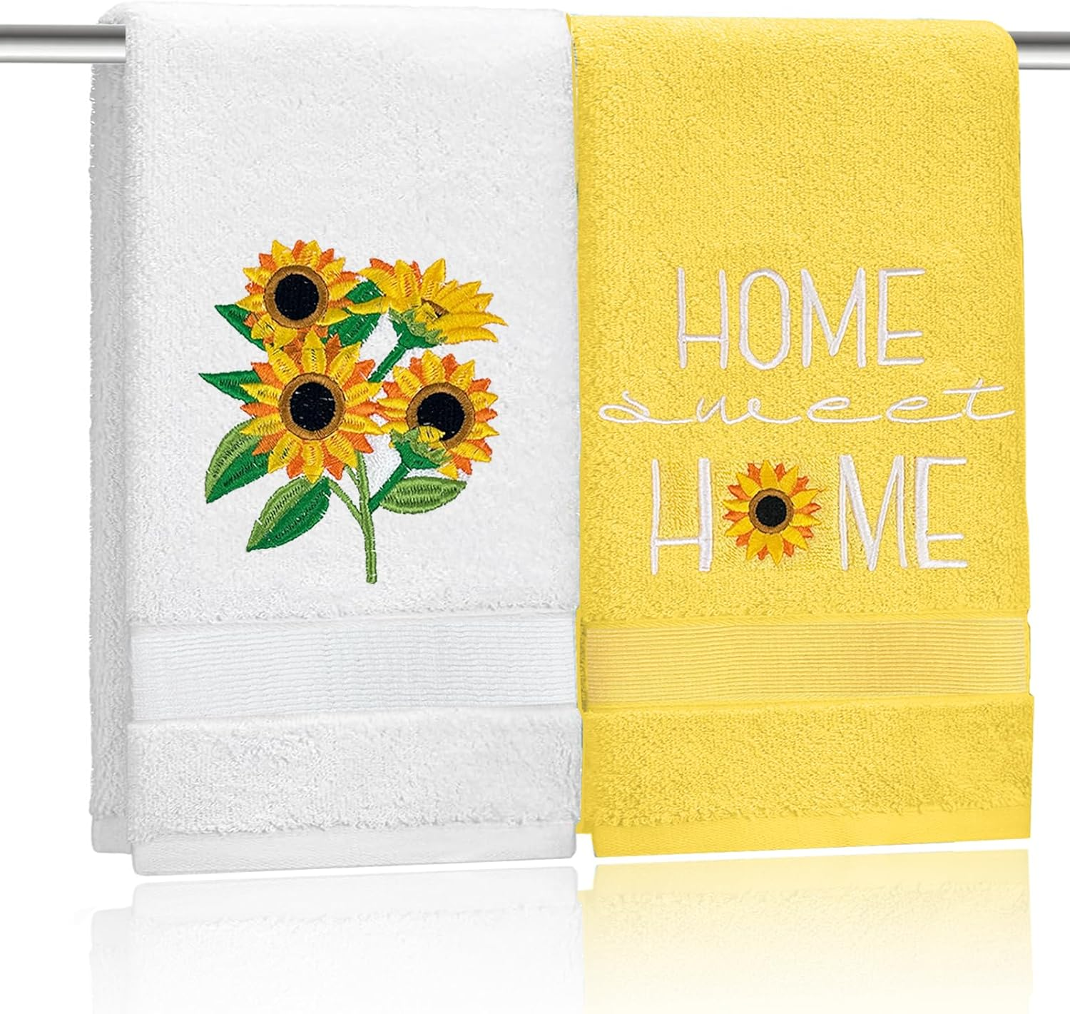 2Pcs Sunflower Hand Towels 29.5x13.7 Inch Summer Decorative Bathroom Kitchen Home
