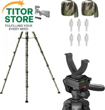 74” Rifle Shooting Tripod, Hunting Rest V Yoke with 6 Ground Green 