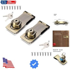 2 Packs Keyed Hasp Locks Twist Knob Keyed Locking Hasp for Small Doors, Cabin...