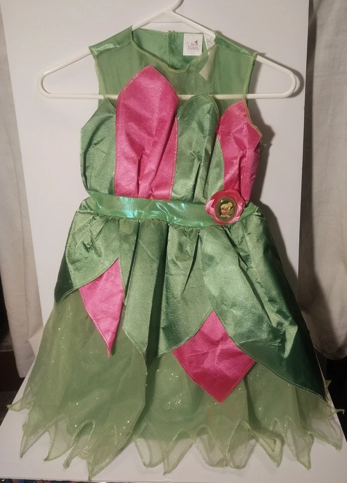 迪士尼仙女小叮当仙女服装绿色粉红色闪耀儿童 M 码 7-8 — 第 2/4 张图片
