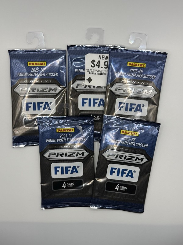 5 2025-26 Panini Prizm FIFA Soccer 4 Card Sealed Hanger Packs 4 Packs