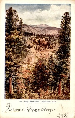 Long's Peak, Switzerland Trail, Christmas Greetings, Lake, Address, Postcard