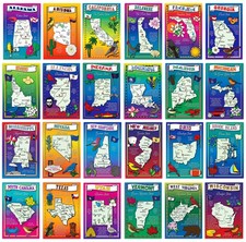 Postcard Fair U.S. State Map Postcard Set - 50 Cards, Made in USA