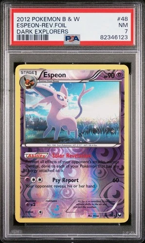 2012 POKEMON BLACK & WHITE DARK EXPLORERS #48 ESPEON-REVERSE FOIL PSA 7