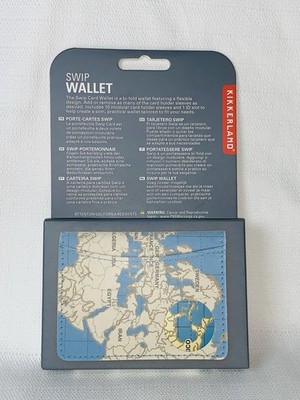 Kikkerland Bi-Fold Slim Swip Wallet Ingenious 10-Card One ID Slot Global Travel