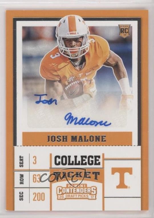 Josh Malone Panini Contenders Draft Picks #257 Autograph
