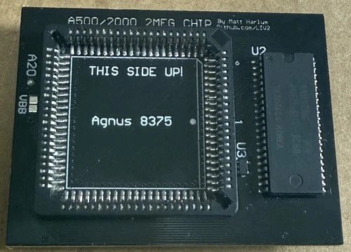 Amiga 500/2000/CDTV 2mb chip ram adapter Black. Agnus NOT Included. New!