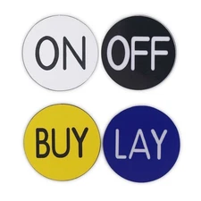 Craps On/Off and Buy/Lay Lammer Buttons (5 each) Double-Sided 1.25"