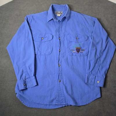 Vintage Bugle Boy Shirt Mens Medium Long Sleeve Embroidered Pocket 90s