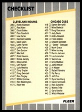 1989 Fleer - Collectors Edition (Glossy) Checklist: Indians / Cubs / Cardinals /