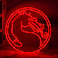 Red Dragon Neon Sign LED Wall Light Dimmable Gamer Decor for Man Cave Game Room