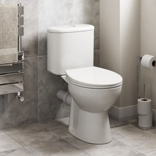 Rimless Close Coupled Toilet Dual Flush Soft Close Seat Modern Oval Bathroom
