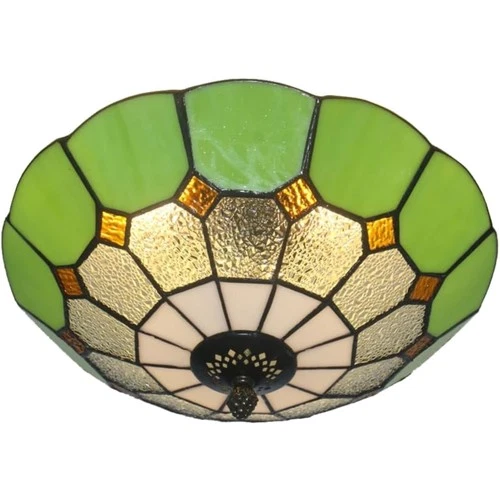 12" Vintage Tiffany Style Stained Glass Flower Ceiling Light Fixture