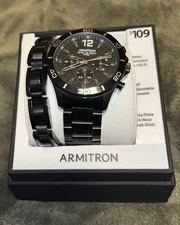 Men’s Armitron 10/5516BKTIWM Black Stainless Steel Japanese Quartz Watch