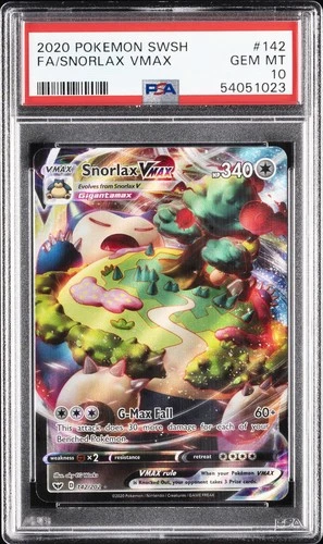 2020 POKEMON SWORD & SHIELD #142 FULL ART/SNORLAX VMAX PSA 10
